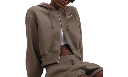 Phoenix Fleece Loose Cropped Full Zip Hoodie"Mink Brown" HJ0940 233
