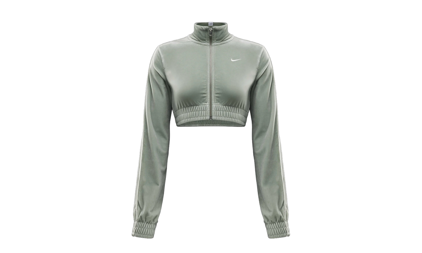 Sportswear Collection Cropped Velour Full Zip Top WMNS"Jade Horizon/ Sail/ Sail" FZ3679 370