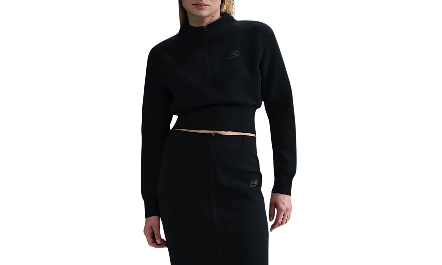 Sportswear Tech Fleece Cropped 1/2-zip Top"Black/ Black" HJ1031 010