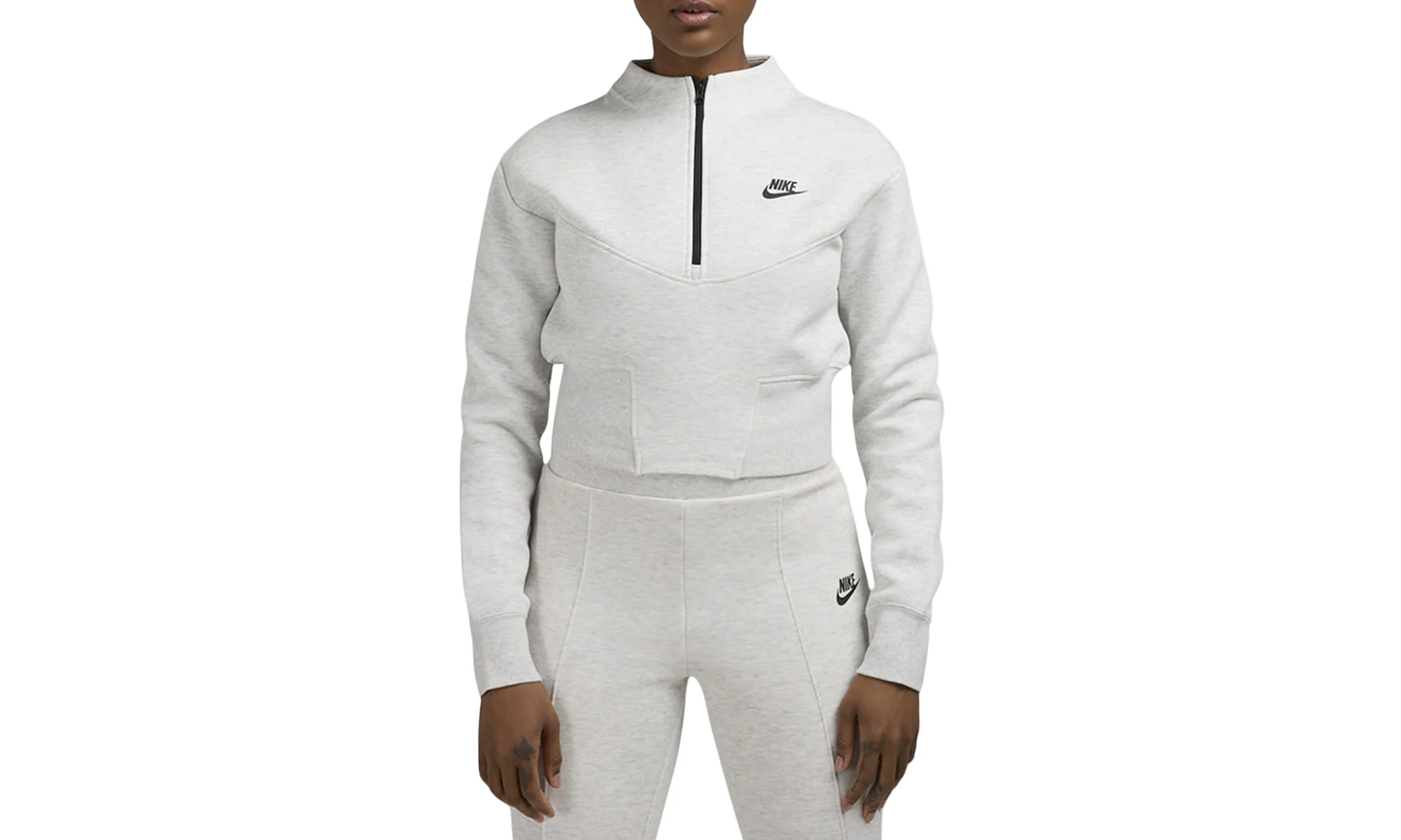 Sportswear Tech Fleece Cropped 1/2-zip Top"HEATHER GREY/ BLACK" HJ1031 013