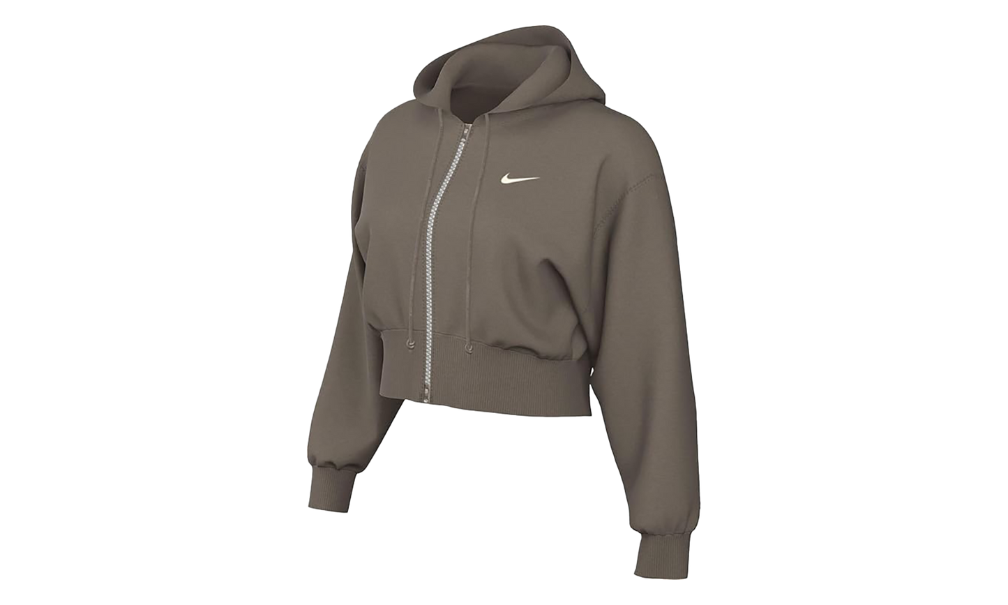 Phoenix Fleece Loose Cropped Full Zip Hoodie"Mink Brown" HJ0940 233