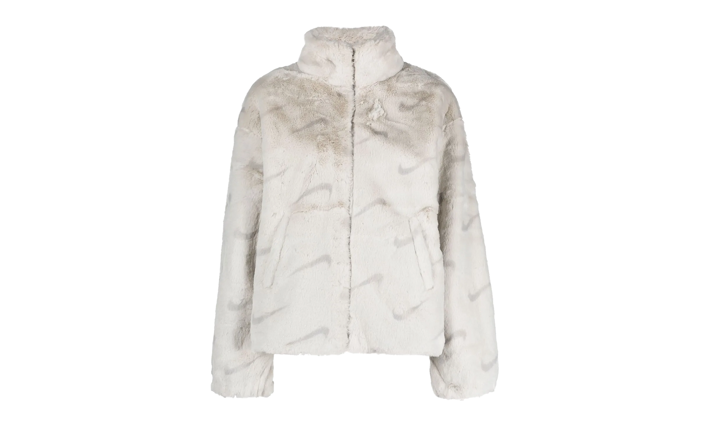 Sportswear Plush Printed Faux Fur Jacket WMNS"Light Bone/ Light Iron Ore/ Light Iron Ore" DQ6842 072